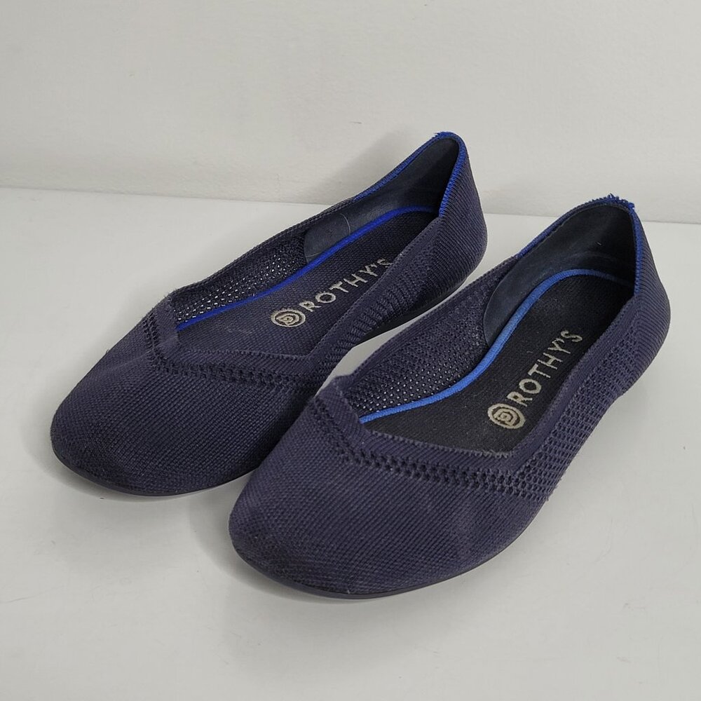 Rothy’s Womens Size 10.5 Flats Slip On Shoes Navy Blue Round Toe